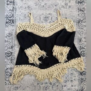 grunge hippie y2k festival top, with crochet lining